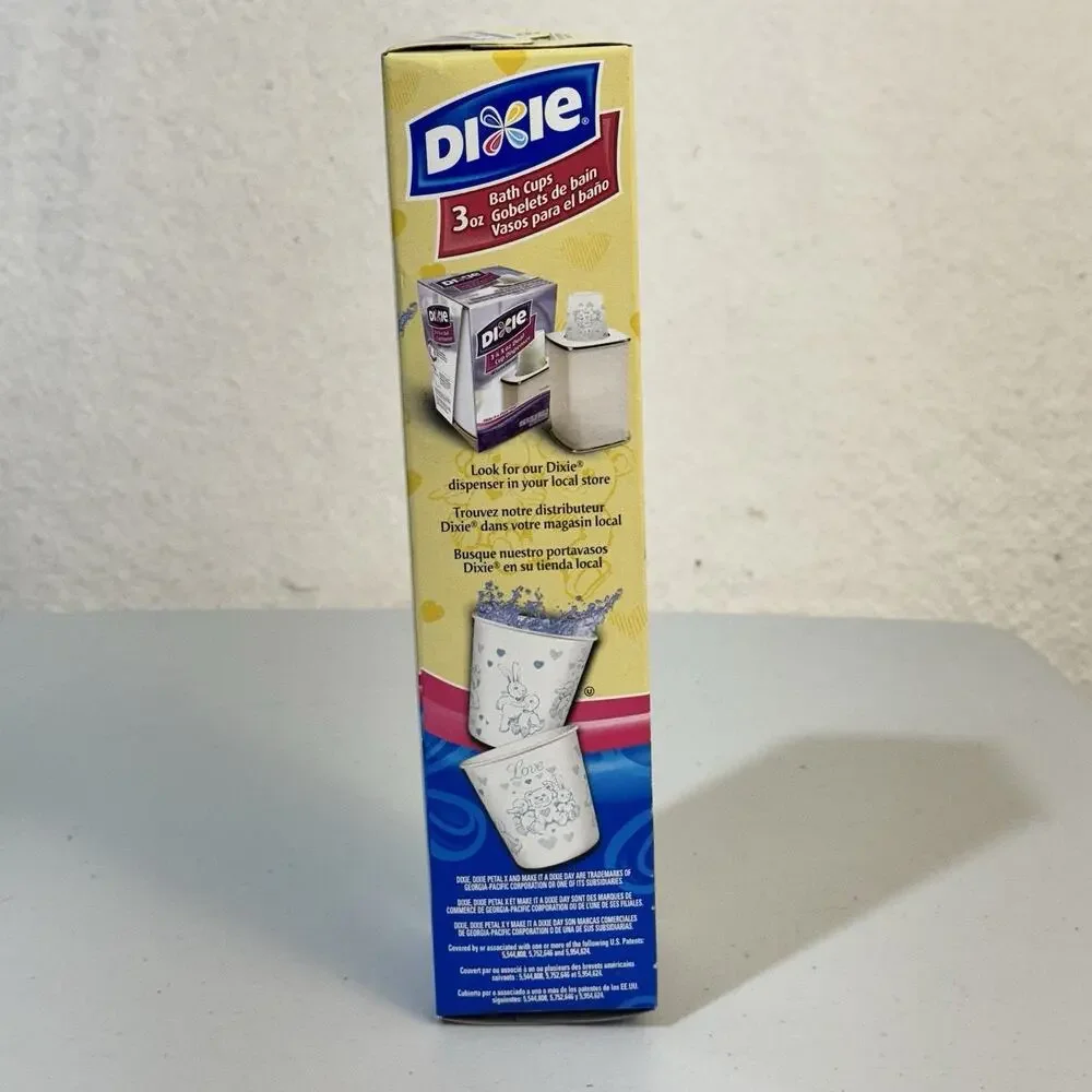 Dixie 2006 Discontinued 3 oz Paper Bathroom Cups Bunny Bear Duck Heart Print New